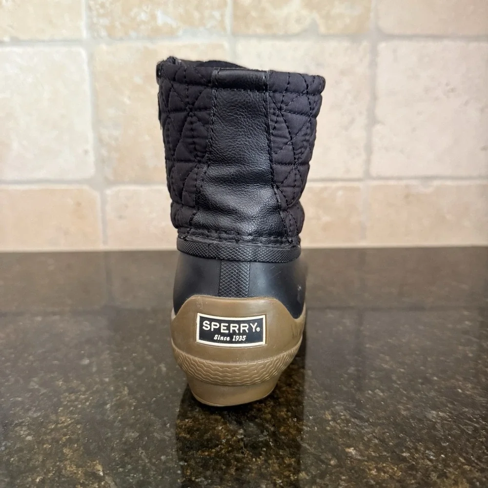 Sperry‎ Quilted Nylon Duck Boots Size 9M Women's Black STS81733 Waterproof